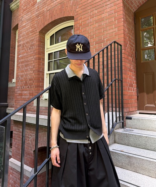 kutir(クティール)の「CABLE KNIT LAYERED SHIRT/ケーブル編みレイヤードシャツ(シャツ/ブラウス・メンズ・ブラック/ボルドー/グレー・MEDIUM/LARGE)」の4枚目の写真
