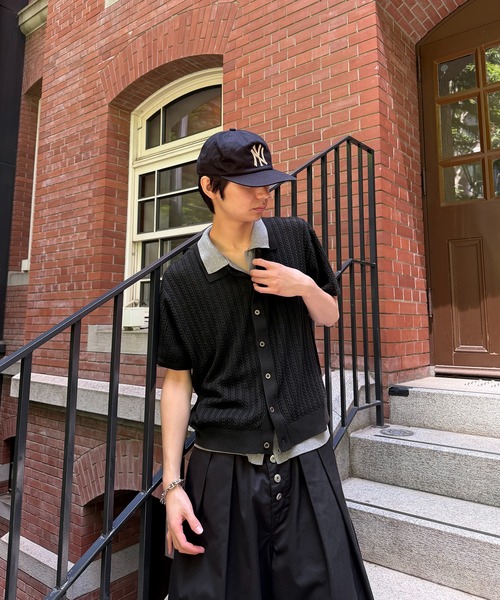kutir(クティール)の「CABLE KNIT LAYERED SHIRT/ケーブル編みレイヤードシャツ(シャツ/ブラウス・メンズ・ブラック/ボルドー/グレー・MEDIUM/LARGE)」の6枚目の写真