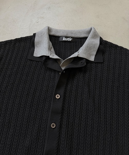 kutir(クティール)の「CABLE KNIT LAYERED SHIRT/ケーブル編みレイヤードシャツ(シャツ/ブラウス・メンズ・ブラック/ボルドー/グレー・MEDIUM/LARGE)」の15枚目の写真