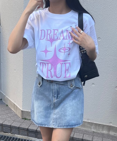 etta(エタ)の「ピンクDREAMデザイン半袖Tシャツ(Tシャツ/カットソー・レディース・ホワイト・MEDIUM)」の1枚目の写真