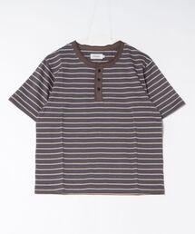 ATELANE /マルチボーダーヘンリーネックTEE