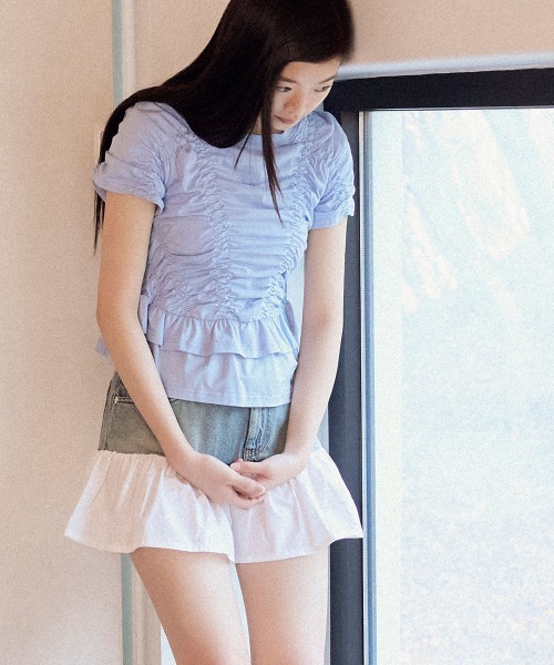 ROCKFISH WEATHERWEAR(ロックフィッシュウェザーウェア)の「SHIRRING TSHIRT(Tシャツ/カットソー・レディース・アイボリー/ブラック/ブルー・S/M)」の3枚目の写真