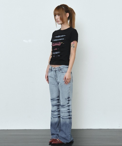 Midnight Move(ミッドナイトムーブ)の「A'GEM/9 × .kom 『MIDNIGHT MOVE/ミッドナイトムーブ』3 damage tee/ダメージ Tシャツ(Tシャツ/カットソー・レディース・ブラック/ホワイト・FREE)」の4枚目の写真