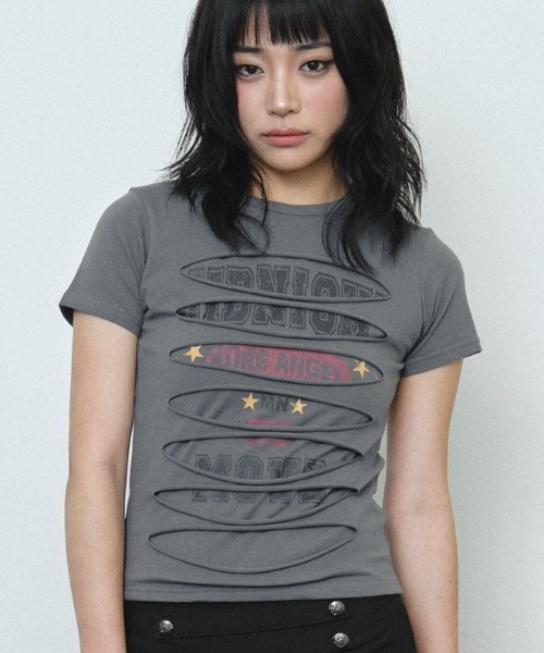 Midnight Move(ミッドナイトムーブ)の「A'GEM/9 × .kom 『MIDNIGHT MOVE/ミッドナイトムーブ』3 damage tee/ダメージ Tシャツ(Tシャツ/カットソー・レディース・ブラック/ホワイト・FREE)」の6枚目の写真