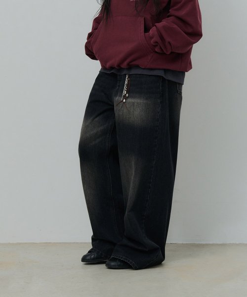 DESIRED(デシレッド)の「ウォッシングワイドデニム-FASK2301B03(デニムパンツ・レディース・ブラック・MEDIUM/LARGE/X-LARGE)」の2枚目の写真