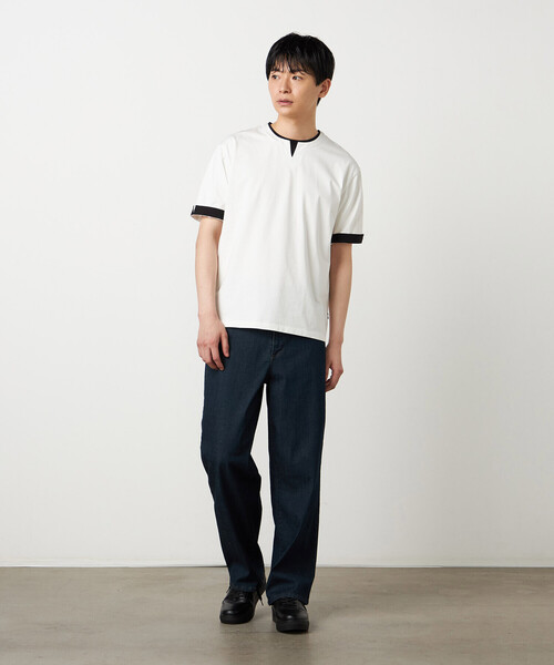 COMME CA ISM（コムサイズム）の「【接触冷感】USAコットン フェイクレイヤード キーネックTシャツ（Tシャツ/カットソー・メンズ・ブラック/ライトグレー/サックスブルー/ホワイト・MEDIUM/LARGE/X-LARGE）」の5枚目の写真
