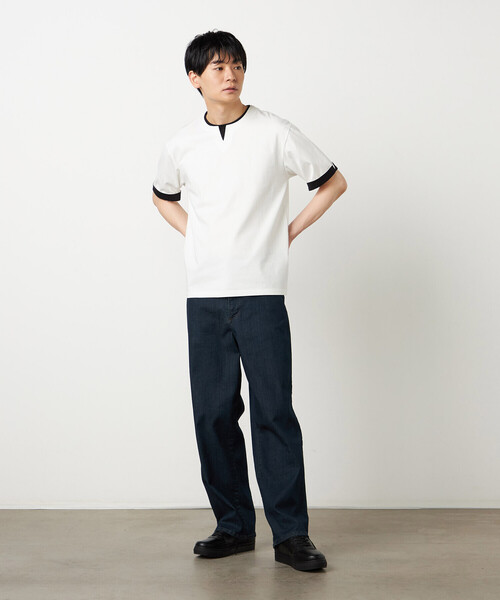 COMME CA ISM（コムサイズム）の「【接触冷感】USAコットン フェイクレイヤード キーネックTシャツ（Tシャツ/カットソー・メンズ・ブラック/ライトグレー/サックスブルー/ホワイト・MEDIUM/LARGE/X-LARGE）」の6枚目の写真