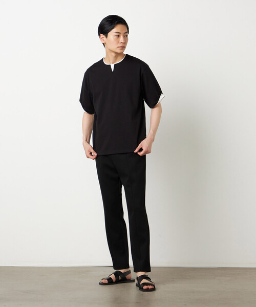 COMME CA ISM（コムサイズム）の「【接触冷感】USAコットン フェイクレイヤード キーネックTシャツ（Tシャツ/カットソー・メンズ・ブラック/ライトグレー/サックスブルー/ホワイト・MEDIUM/LARGE/X-LARGE）」の11枚目の写真