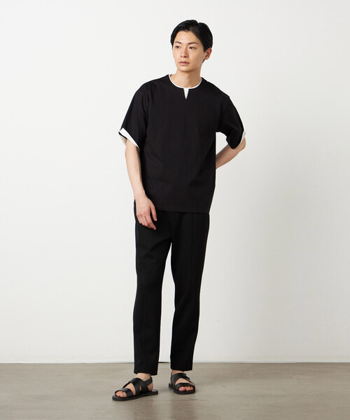 COMME CA ISM（コムサイズム）の「【接触冷感】USAコットン フェイクレイヤード キーネックTシャツ（Tシャツ/カットソー・メンズ・ブラック/ライトグレー/サックスブルー/ホワイト・MEDIUM/LARGE/X-LARGE）」の12枚目の写真