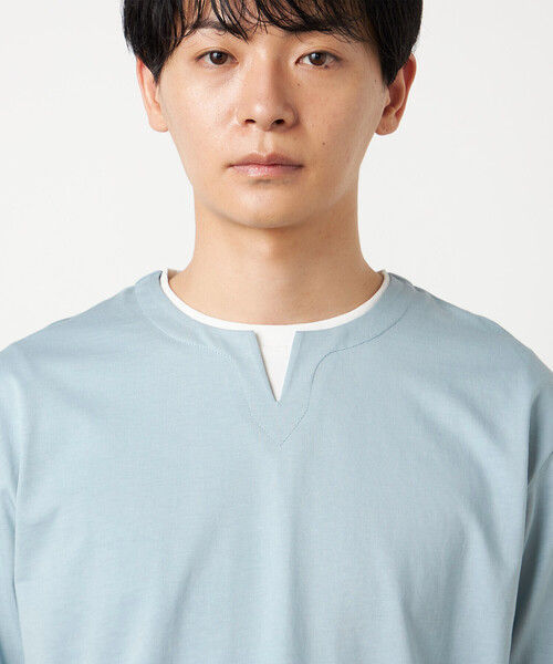COMME CA ISM（コムサイズム）の「【接触冷感】USAコットン フェイクレイヤード キーネックTシャツ（Tシャツ/カットソー・メンズ・ブラック/ライトグレー/サックスブルー/ホワイト・MEDIUM/LARGE/X-LARGE）」の20枚目の写真