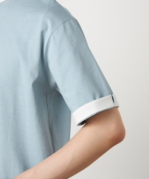 COMME CA ISM（コムサイズム）の「【接触冷感】USAコットン フェイクレイヤード キーネックTシャツ（Tシャツ/カットソー・メンズ・ブラック/ライトグレー/サックスブルー/ホワイト・MEDIUM/LARGE/X-LARGE）」の22枚目の写真