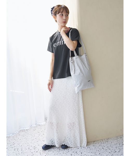 emmi（エミ）の「ベーシックemmiロゴTシャツ（Tシャツ/カットソー・レディース・ライトグレー/ホワイト/ピンク/ベージュ/チャコールグレー・F）」の22枚目の写真
