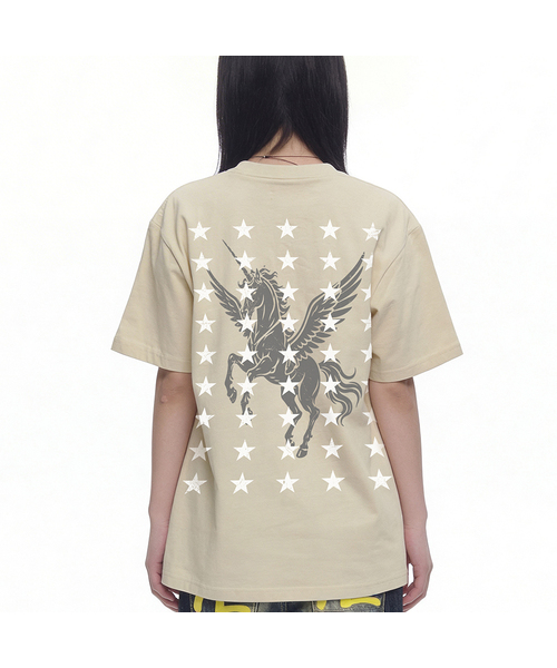 GRAVER（グレーバー）の「[ユニセックス]9RAE HORSE_半袖Tシャツ_4カラー（Tシャツ/カットソー・レディース・ベージュ/ブラック/ライトグレー/ホワイト/チャコールグレー・SMALL/LARGE/MEDIUM）」の5枚目の写真