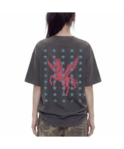 GRAVER（グレーバー）の「[ユニセックス]9RAE HORSE_半袖Tシャツ_4カラー（Tシャツ/カットソー・レディース・ベージュ/ブラック/ライトグレー/ホワイト/チャコールグレー・SMALL/LARGE/MEDIUM）」の3枚目の写真