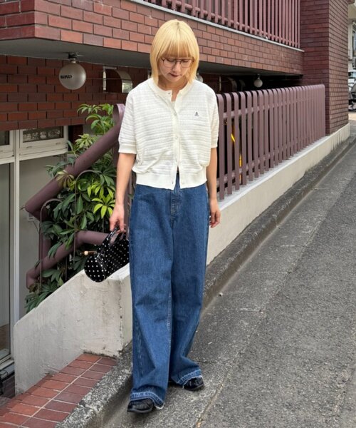 GEVACO(ゲバコ)の「【GEVACO/ゲバコ】コットンリネン半袖カーディガン(Tシャツ/カットソー・レディース・ブラック/ピンク/アイボリー・ONE SIZE)」の4枚目の写真