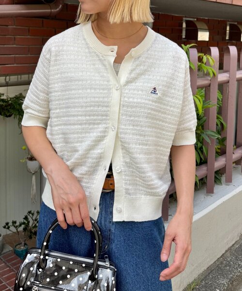 GEVACO(ゲバコ)の「【GEVACO/ゲバコ】コットンリネン半袖カーディガン(Tシャツ/カットソー・レディース・ブラック/ピンク/アイボリー・ONE SIZE)」の8枚目の写真