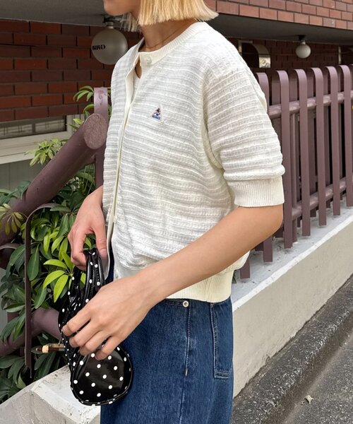 GEVACO(ゲバコ)の「【GEVACO/ゲバコ】コットンリネン半袖カーディガン(Tシャツ/カットソー・レディース・ブラック/ピンク/アイボリー・ONE SIZE)」の9枚目の写真