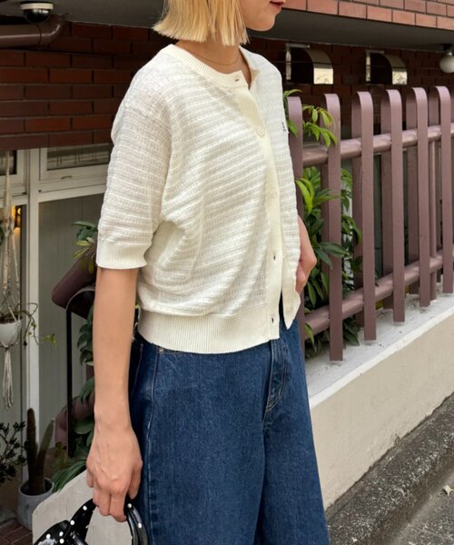 GEVACO(ゲバコ)の「【GEVACO/ゲバコ】コットンリネン半袖カーディガン(Tシャツ/カットソー・レディース・ブラック/ピンク/アイボリー・ONE SIZE)」の10枚目の写真