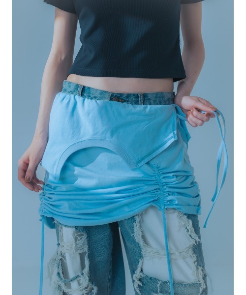 ELCHELE(エルチェレ)の「TEE TURN BACK SKIRT(スカート・レディース・ヘザーグレー/ホワイト/サックスブルー・FREE)」の4枚目の写真