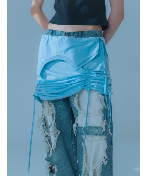 ELCHELE(エルチェレ)の「TEE TURN BACK SKIRT(スカート・レディース・ヘザーグレー/ホワイト/サックスブルー・FREE)」の5枚目の写真