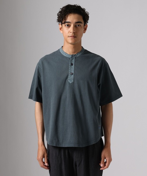 BAYFLOW（ベイフロー）の「スラブヘンリーネックTシャツ（Tシャツ/カットソー・メンズ・チャコール/オフホワイト/ブラウン・MEDIUM/LARGE）」の15枚目の写真