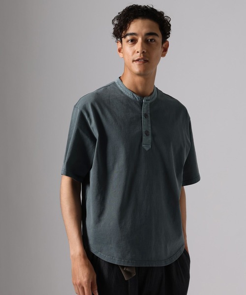 BAYFLOW（ベイフロー）の「スラブヘンリーネックTシャツ（Tシャツ/カットソー・メンズ・チャコール/オフホワイト/ブラウン・MEDIUM/LARGE）」の7枚目の写真