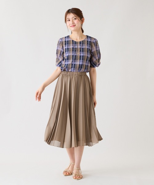 Rose Tiara（ローズティアラ）の「マドラスチェックシアーブラウス（シャツ/ブラウス・レディース・バイオレット/オフホワイト・46/42/38）」の10枚目の写真