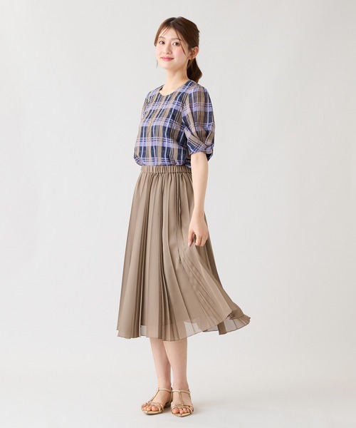 Rose Tiara（ローズティアラ）の「マドラスチェックシアーブラウス（シャツ/ブラウス・レディース・バイオレット/オフホワイト・46/42/38）」の12枚目の写真