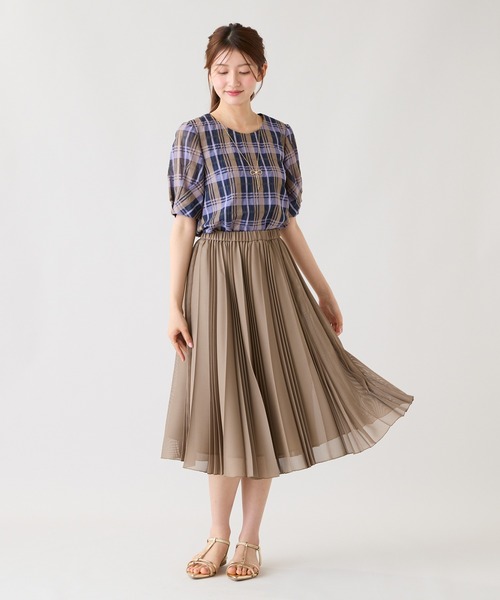 Rose Tiara（ローズティアラ）の「マドラスチェックシアーブラウス（シャツ/ブラウス・レディース・バイオレット/オフホワイト・46/42/38）」の13枚目の写真