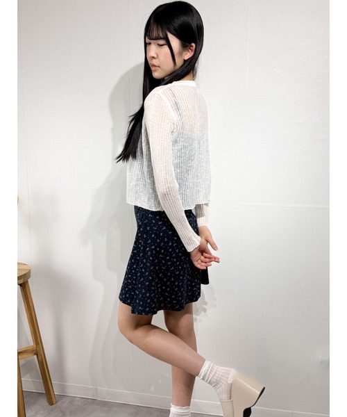 marcydorn（マーシードルン）の「フラワーミニワンピ カップ付き 韓国ガーリー フィットワンピ（ワンピース・レディース・ネイビー・S/L）」の2枚目の写真