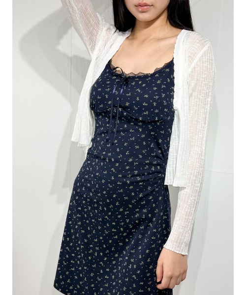 marcydorn（マーシードルン）の「フラワーミニワンピ カップ付き 韓国ガーリー フィットワンピ（ワンピース・レディース・ネイビー・S/L）」の6枚目の写真