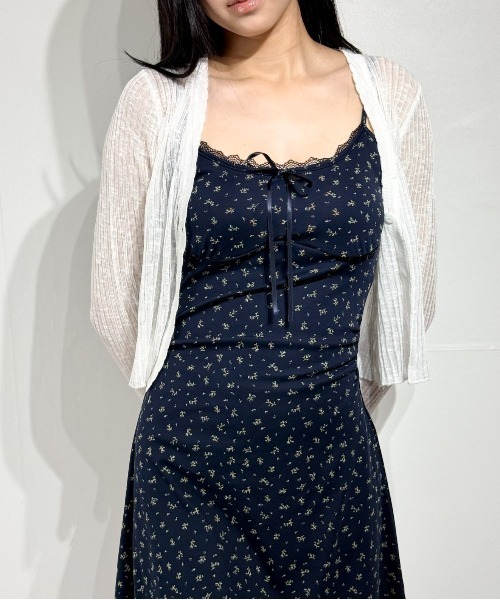 marcydorn（マーシードルン）の「フラワーミニワンピ カップ付き 韓国ガーリー フィットワンピ（ワンピース・レディース・ネイビー・S/L）」の8枚目の写真