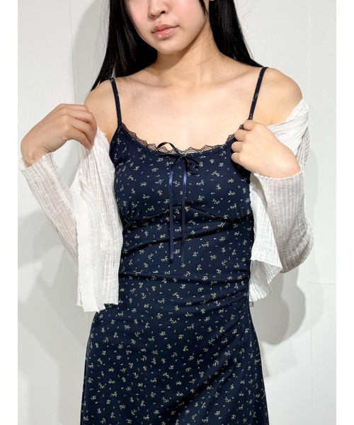 marcydorn（マーシードルン）の「フラワーミニワンピ カップ付き 韓国ガーリー フィットワンピ（ワンピース・レディース・ネイビー・S/L）」の9枚目の写真