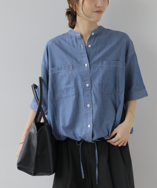 JOURNAL STANDARD relume(ジャーナルスタンダード レリューム)の「ライトデニムドロストシャツ(シャツ/ブラウス・レディース・サックスブルー/ブルー・FREE)」の6枚目の写真