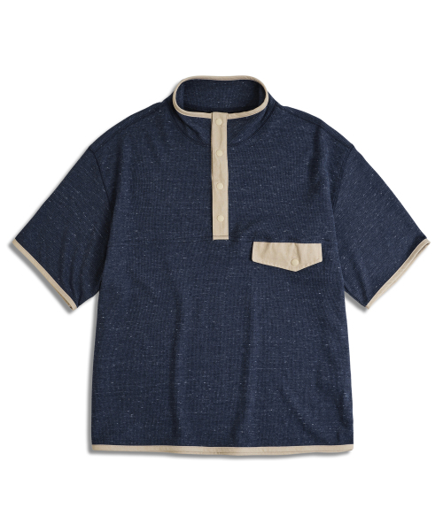 MUDSALT(マッドソルト)の「ワッフルプルオーバー半袖Tシャツネイビー(Tシャツ/カットソー・レディース・その他・2/3)」の1枚目の写真