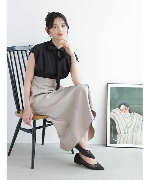 fifth(フィフス)の「【kanaセレクト】ボウタイドッキングワンピース(ワンピース・レディース・ホワイト/ブラック・M/XS)」の2枚目の写真