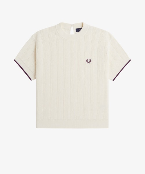 FRED PERRY(フレッドペリー)の「Textured Knitted T-Shirt/テクスチャードニットTシャツ(Tシャツ/カットソー・レディース・ベージュ・10/8)」の6枚目の写真