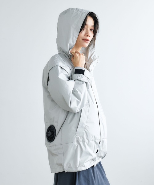 CROSS FUNCTION（クロスファンクション）の「空調服(R)  4way晴雨兼用冷感UVマウンテンパーカー（マウンテンパーカー・レディース・ブラック/ベージュ/オフホワイト・LL/M/L）」の4枚目の写真