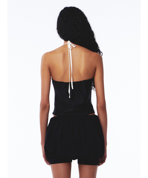 Kijun（キジュン）の「Satin Shirring Halter Top Black Ivory（Tシャツ/カットソー・レディース・その他・LARGE/MEDIUM）」の2枚目の写真