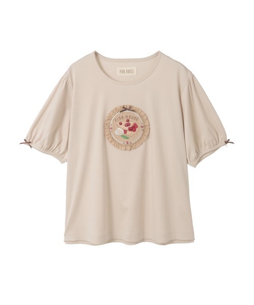 PINK HOUSE(ピンクハウス)の「クレープリー刺繍アップリケ付きカットソー(Tシャツ/カットソー・レディース・ミント/ブラック/ベージュ/キナリ・フリー)」の4枚目の写真