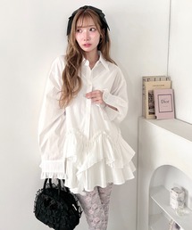フリルチェックシャツチュニック