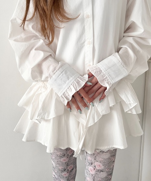 Loueme（ルエム）の「フリルチェックシャツチュニック（シャツ/ブラウス・レディース・レッド/ライトブルー/ブラック/ホワイト・FREE）」の19枚目の写真