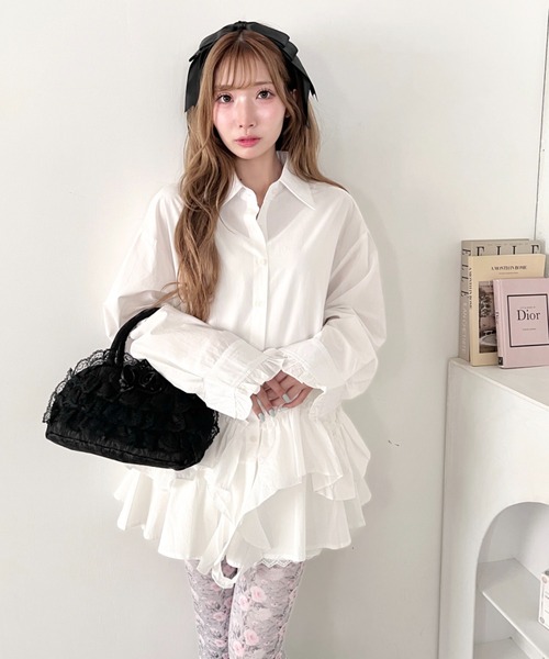 Loueme（ルエム）の「フリルチェックシャツチュニック（シャツ/ブラウス・レディース・レッド/ライトブルー/ブラック/ホワイト・FREE）」の13枚目の写真