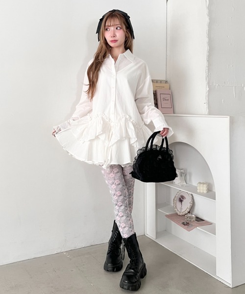 Loueme（ルエム）の「フリルチェックシャツチュニック（シャツ/ブラウス・レディース・レッド/ライトブルー/ブラック/ホワイト・FREE）」の18枚目の写真