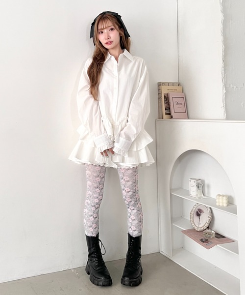 Loueme（ルエム）の「フリルチェックシャツチュニック（シャツ/ブラウス・レディース・レッド/ライトブルー/ブラック/ホワイト・FREE）」の17枚目の写真