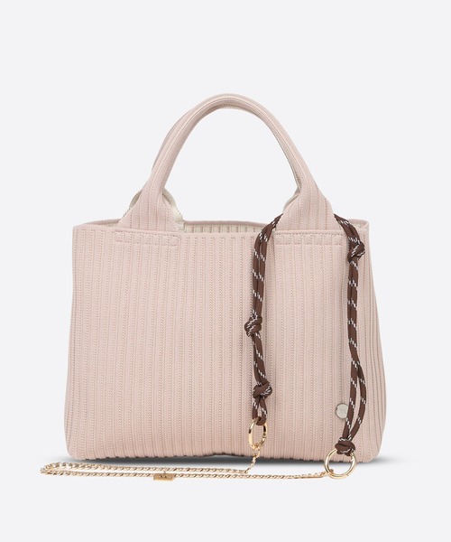q bag paris(キューバッグパリ)の「tricote plus petit トリコット プリュ プティ ニットトートバッグ(トートバッグ・レディース・ライトブルー/モカ/ピンクベージュ・FREE)」の3枚目の写真