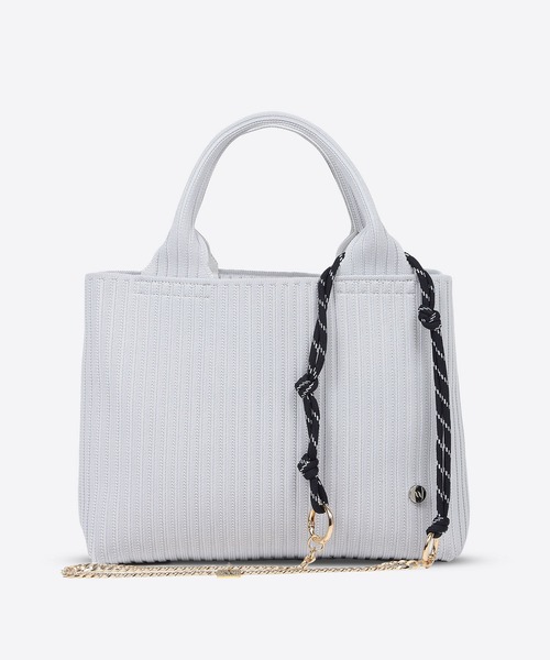q bag paris(キューバッグパリ)の「tricote plus petit トリコット プリュ プティ ニットトートバッグ(トートバッグ・レディース・ライトブルー/モカ/ピンクベージュ・FREE)」の2枚目の写真