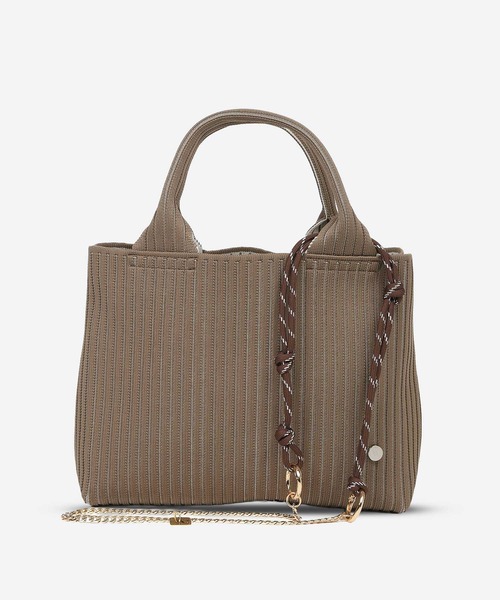 q bag paris(キューバッグパリ)の「tricote plus petit トリコット プリュ プティ ニットトートバッグ(トートバッグ・レディース・ライトブルー/モカ/ピンクベージュ・FREE)」の1枚目の写真