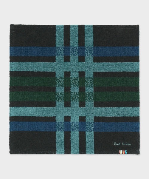 Paul Smith(ポールスミス)の「“Gradation Check” ハンドタオル【260370 HAND】(ハンカチ/ハンドタオル・メンズ・ネイビー/ダークグリーン・FREE)」の2枚目の写真