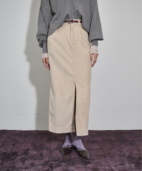 THE YOn(ザヨン)の「コーデュロイタックナロースカート(スカート・レディース・ブラウン/プラム/クリーム・M/S)」の18枚目の写真